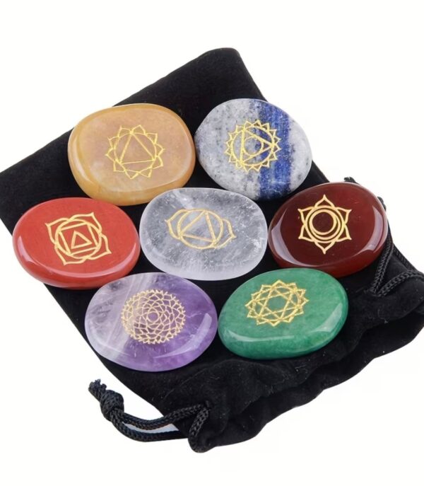 Juego de piedras 7 chakras grabadas