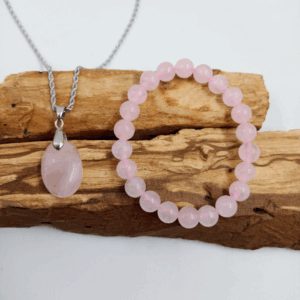 Set collar Cuarzo Rosa y Pulsera