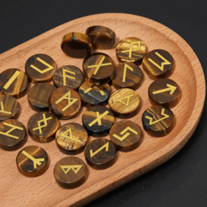 Juego de 25 piezas Runas Vikingas en piedra Ojo de Tigre