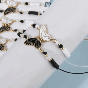 1 par Pulseras de cordón ajustable con dije Mariposa