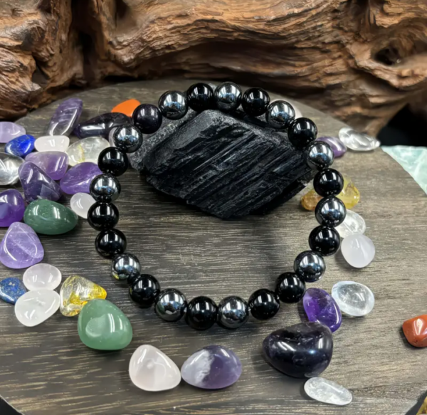 Pulsera combinada Obsidiana y Hematites 8mm