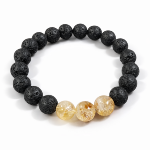 Pulsera elástica Citrino y Lava volcánica 10mm
