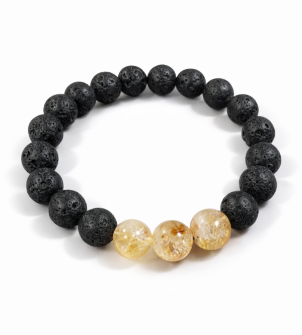 Pulsera elástica Citrino y Lava volcánica 10mm