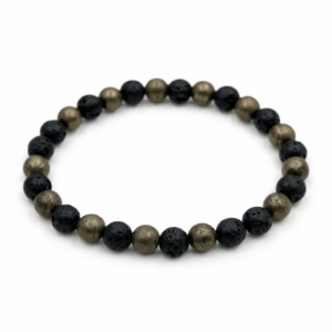 Pulsera elástica de Pirita y Lava volcánica 6mm
