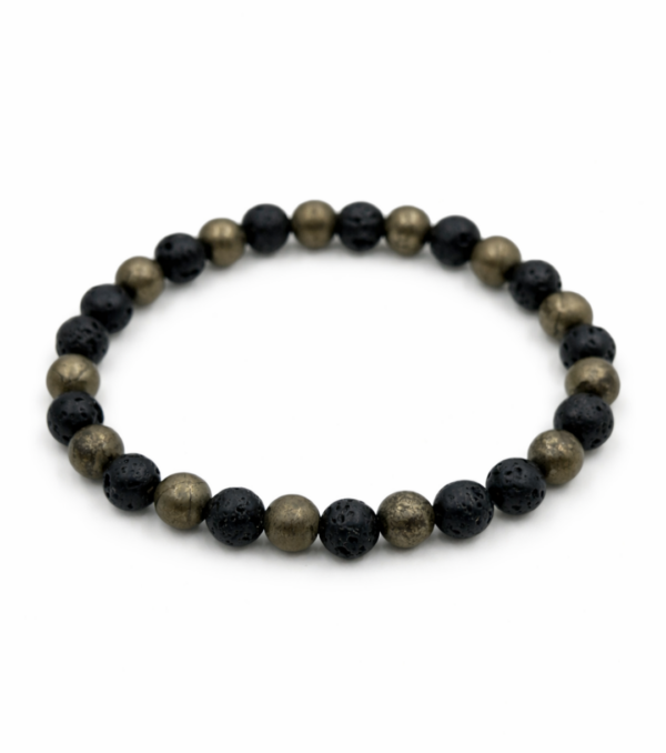 Pulsera elástica de Pirita y Lava volcánica 6mm