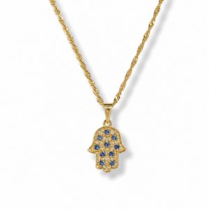 Collar Mano de Fátima enchapado en oro con circonias